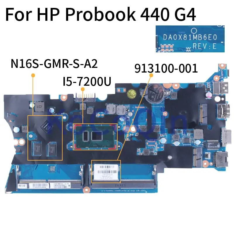 For HP Probook 440 G4 I5-7200U Notebook Mainboard DA0X81MB6E0 913100-001 N16S-GMR-S-A2 SR342 DDR4 Laptop Motherboard