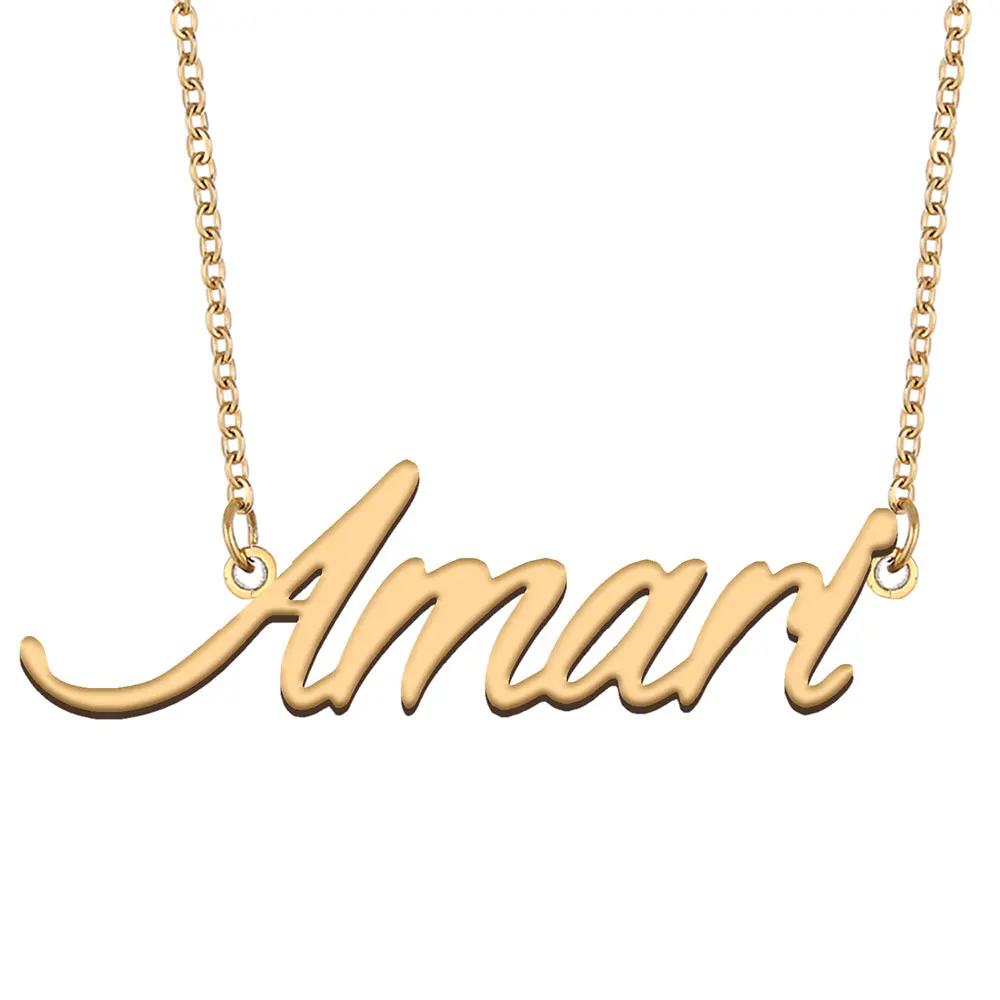 

Amari Name Necklace for Women Personalized Stainless Steel Jewelry Gold Plated Nameplate Pendant Femme Mothers Girlfriend Gift