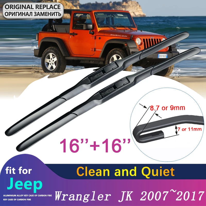 Car Wiper Blades for Jeep Wrangler JK 2007~2017 Front Window Windscreen Windshield Wipers 2008 2009 2015 2016 Car Accessories