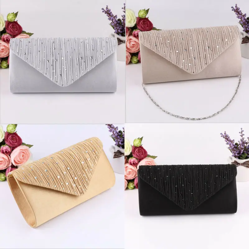 Cartera con purpurina para mujer, bolso de mano con borla para noche, boda, fiesta, graduación, monedero con cadena