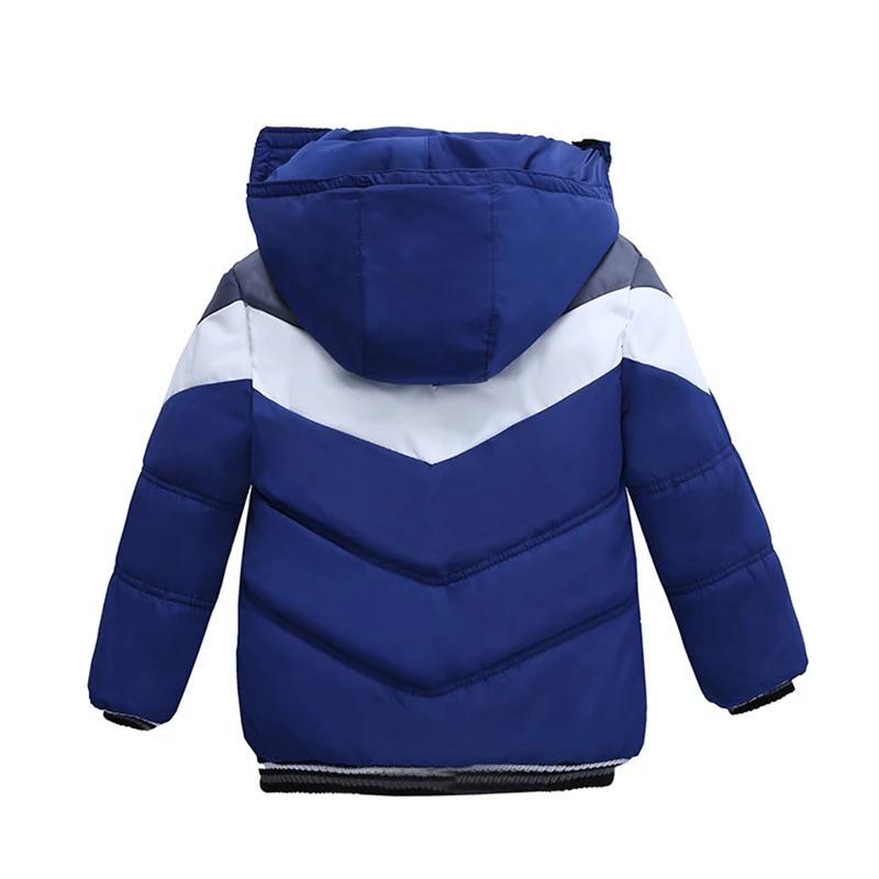 Baby boy winter cotton jacket letter printing plus velvet warm hooded padded coat thickened 2-5years old Beibei quality clothing