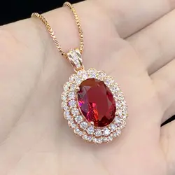 18K Rose Gold AAAAA Zircon Pendant Silver Color Wedding Pendants Necklace For Women Charm Party Choker Jewelry