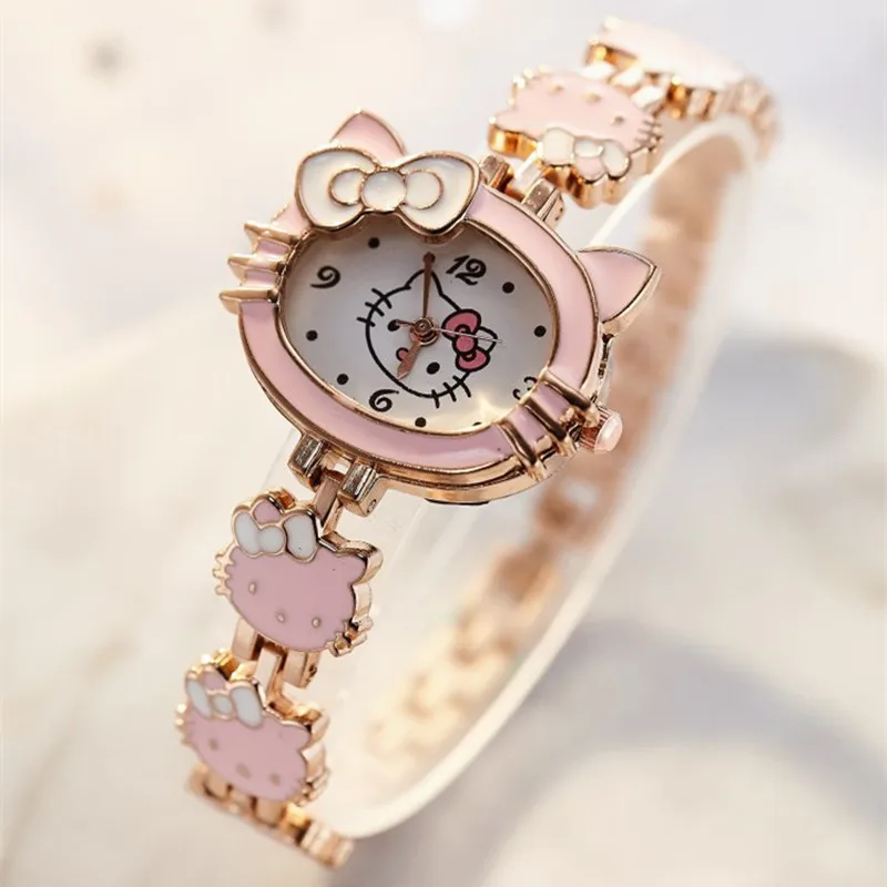 Offre spéciale reloj enfants filles montres dessin animé beau Bracelet étudiant enfants montre KT mignon montre à Quartz cadeau d'anniversaire de haute qualité