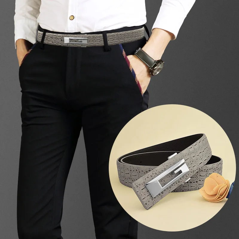 

High Quality G Belt Men's Luxury Letter Designer Genuine Belt Brand 3.4cm Belt Men's Cowhide Gray Ceinture Homme