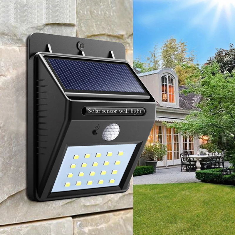 

20 LED Solar Light Outdoor Street Solar Lamp PIR Motion Sensor Wall Light Waterproof Solar Powered lights for Garden Pool