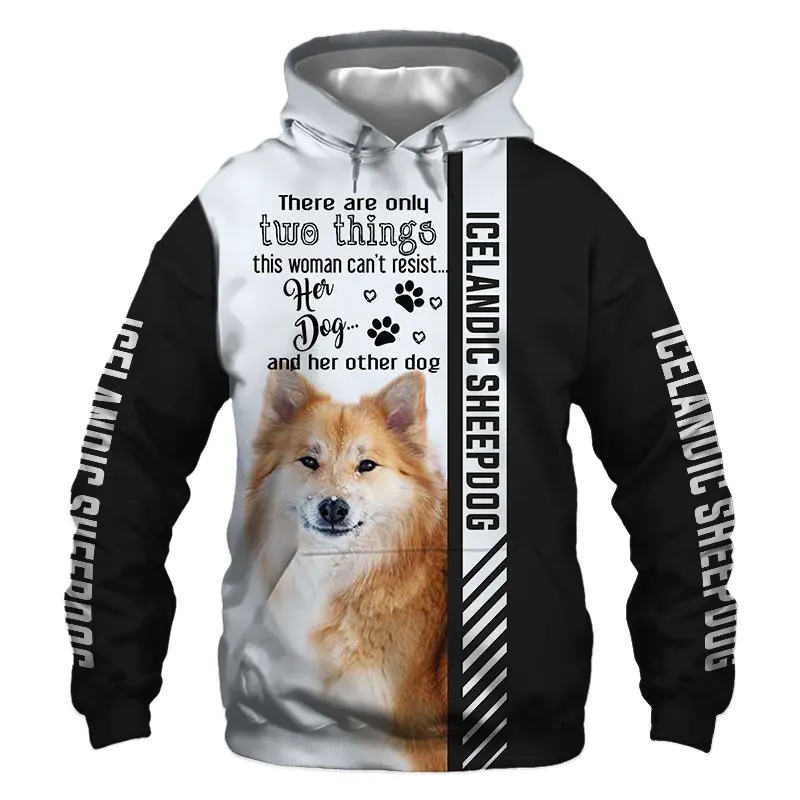 Icelandic Sheepdog 3D Printed Jacket Men/women Harajuku Hoodie Unisex Casual Streetwear Sweatshirt Pullover sudadera hombre J01