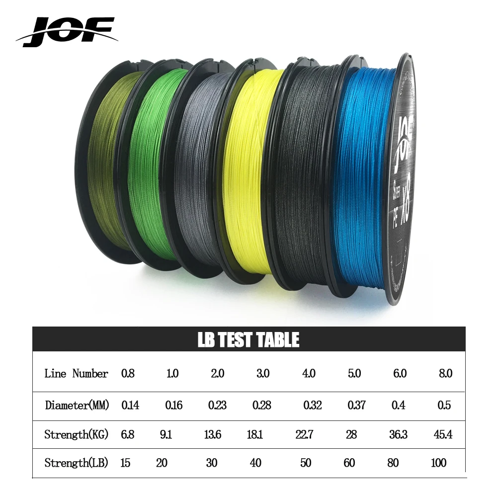 JOF X8 150M 300M 500M Braided Fishing Line 8 Strands MultiColor Multifilament Saltwater PE Line15 20 30 40 60 80 100LB