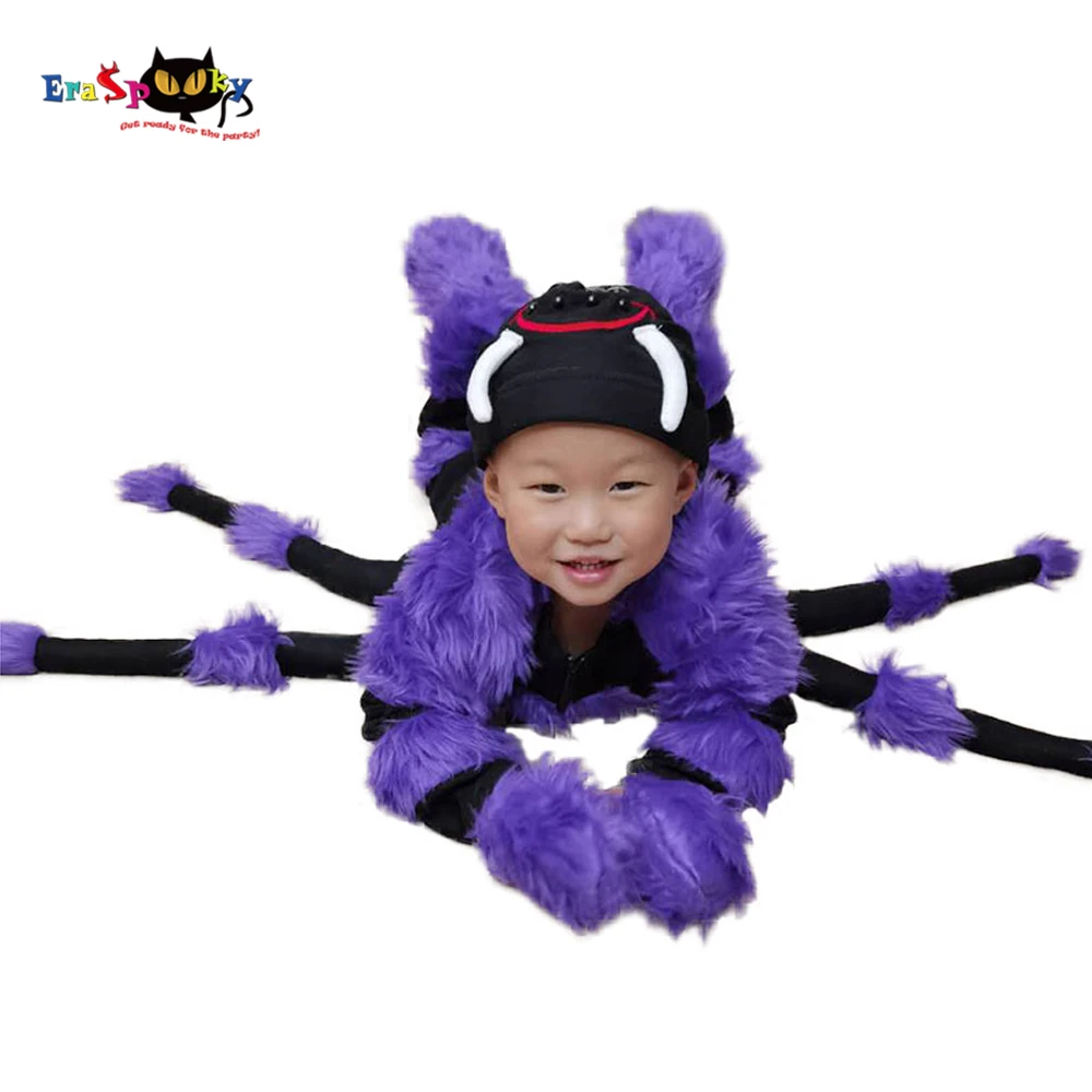 Eraspooky 3-4T Realistic Purple Spider Cosplay Toddler Jumpsuit Halloween Costume For Boys Romper Party Fancy Dress