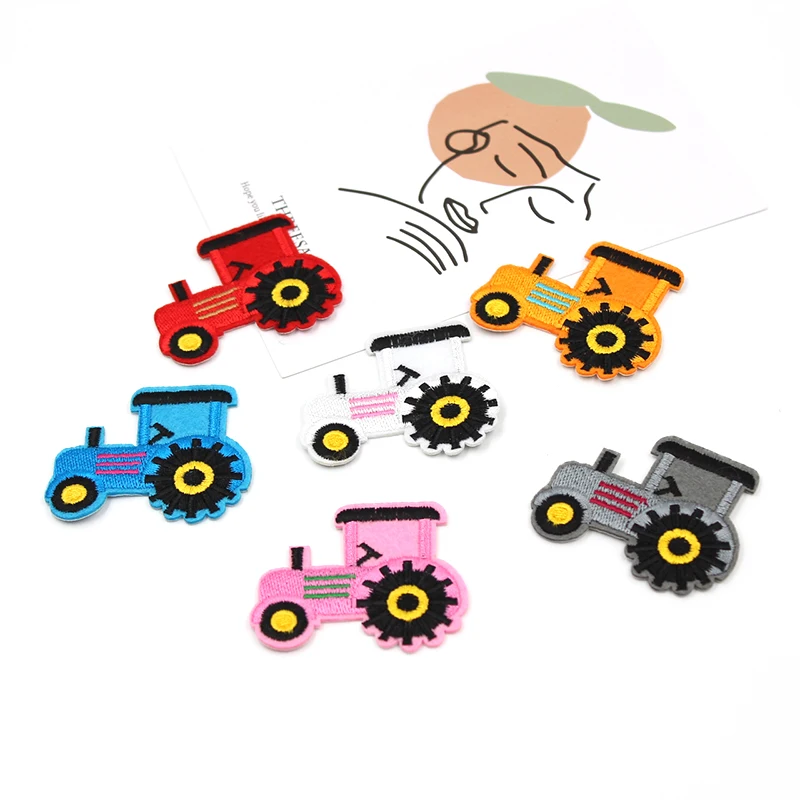 12pcs Mix Tractor Patches Iron On Embroidery Truck Stickers Cartoon Patch For Kids Boy Clothes Repair DIY Fabric Appliques Badge