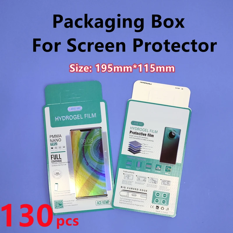 100pcs Retail Package For Hydrogel Film Screen Protector Consumer Retail Packaging Box For Cell Phone Protective Film 195*115mm