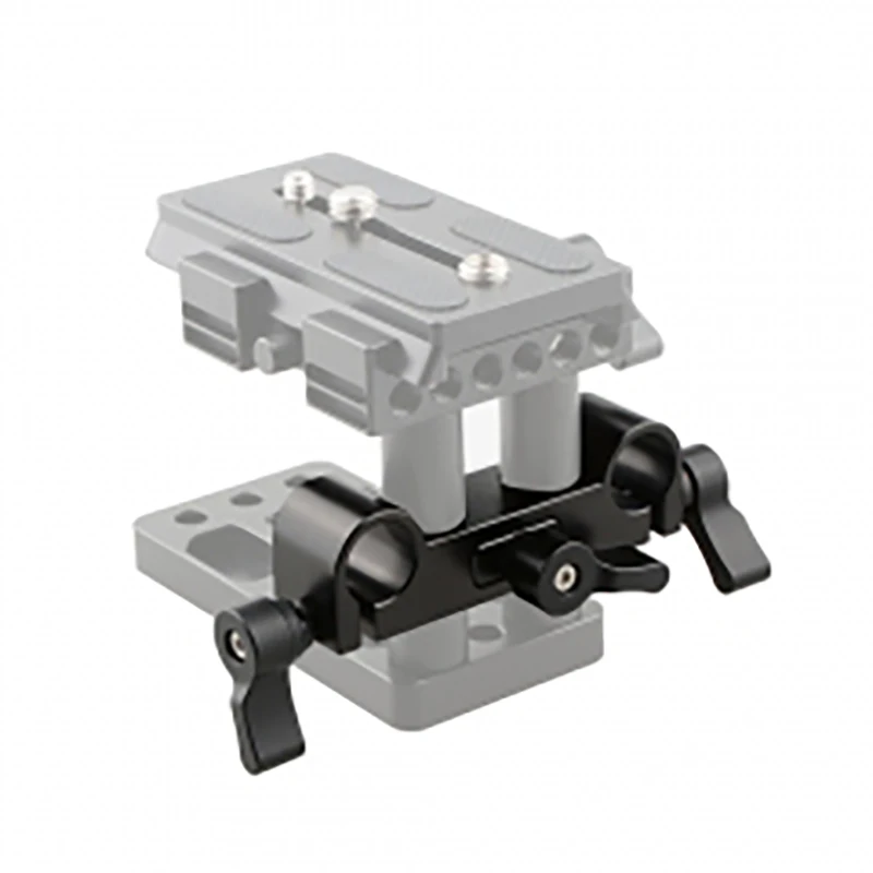 HDRIG-abrazadera de varilla de doble puerto para cámara, Kit de soporte para DSLR, sistema de soporte de riel de 15mm, 4 agujeros, 15mm