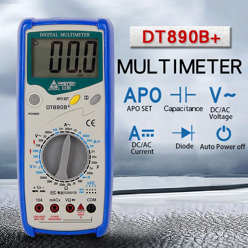 Professional Mini Digital Multimeter 2nF ~ 200μF ESR Meter Transistor Capacitor Tester Transistor Diode Measurement With Cables