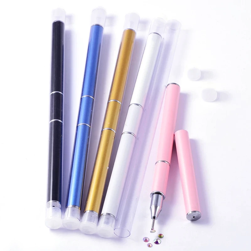 1 قطعة الكريستال القلم حجر الراين مع مربع الجواهر الإلتقاط كريستال أداة العديد من الألوان نافورة القلم نقطة القلم الملابس الديكور أداة B3948