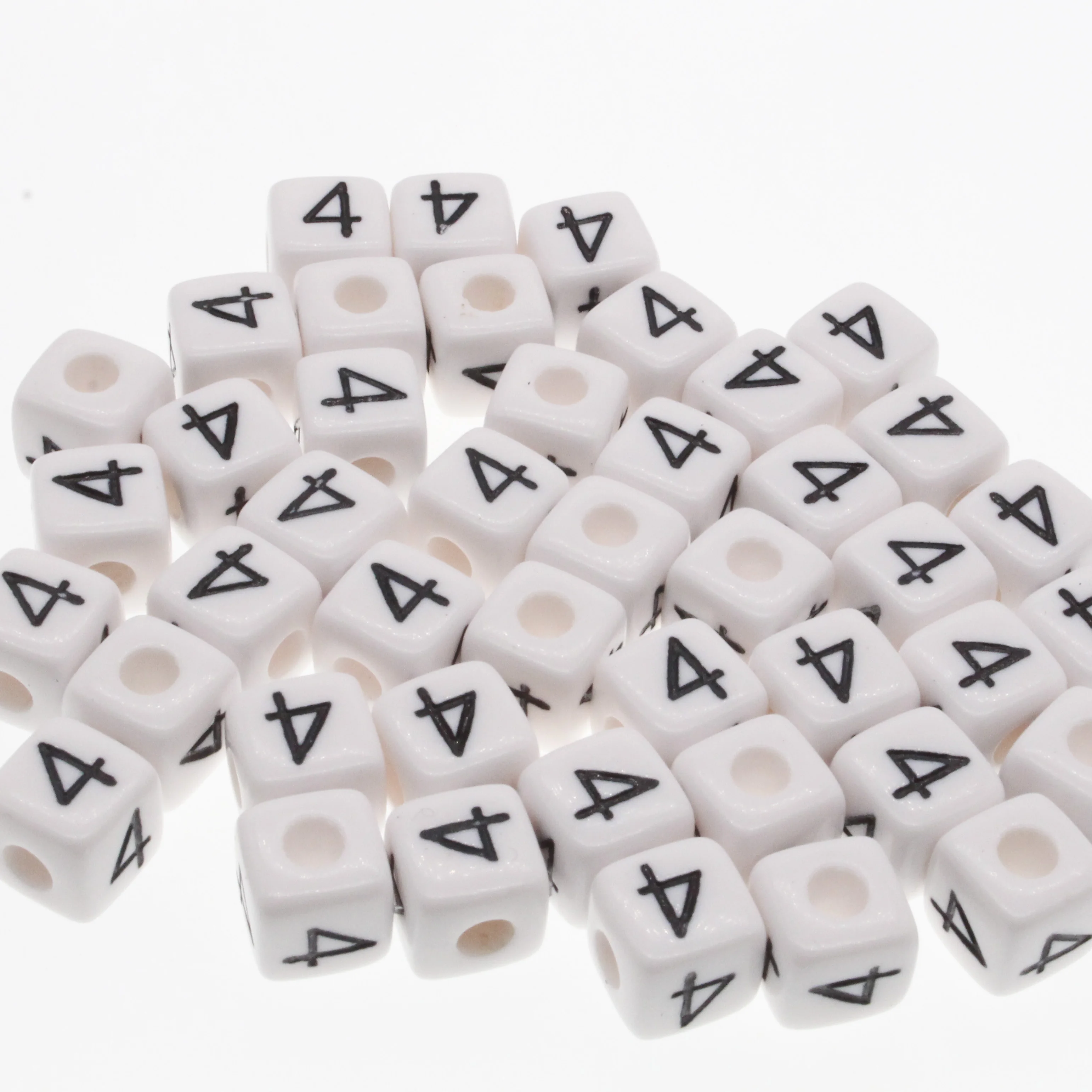 CHONGAI 20/50Pcs Cube Acrylic Number Beads Single Number 0-9 White Square Bracelet Jewelry Making Beads 10*10mm