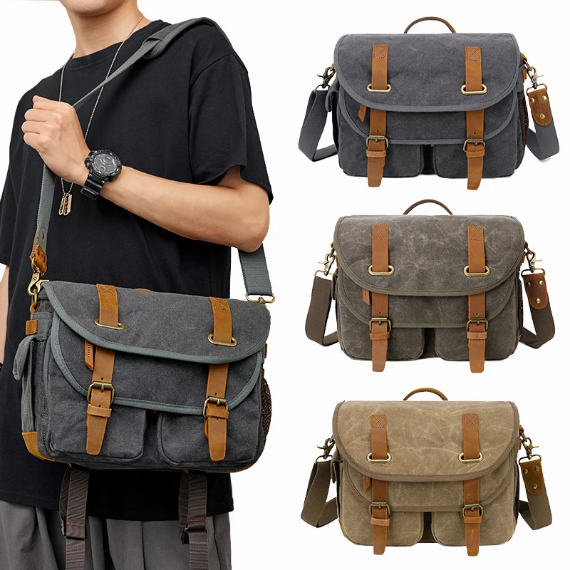 Zaino CADeN In Tela Professionale Per Fotocamera DSLR E Laptop 15.6″ – Scomparti Per 1 Corpo + 6 Obiettivi, Antiurto E Impermeabile