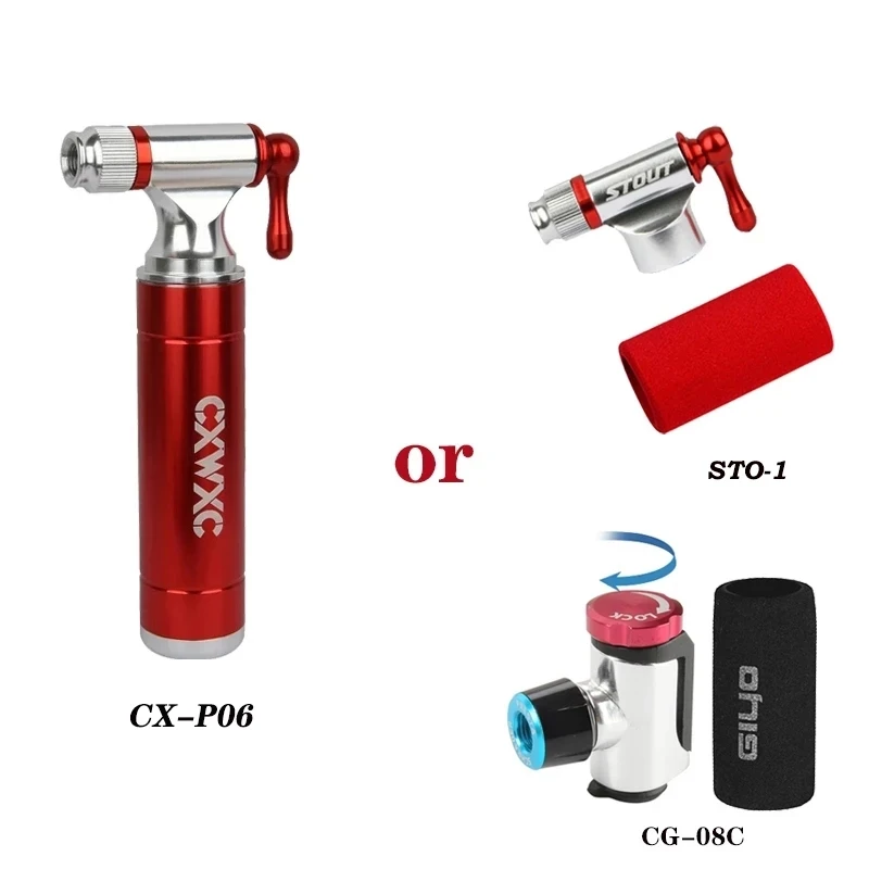 Road Bike CO2 Cartridge Inflator Nozzle MTB Cycling CO2 Pumping Head Schrader Presta Adapter Bicycle Tube Tire Mini Hand Pump