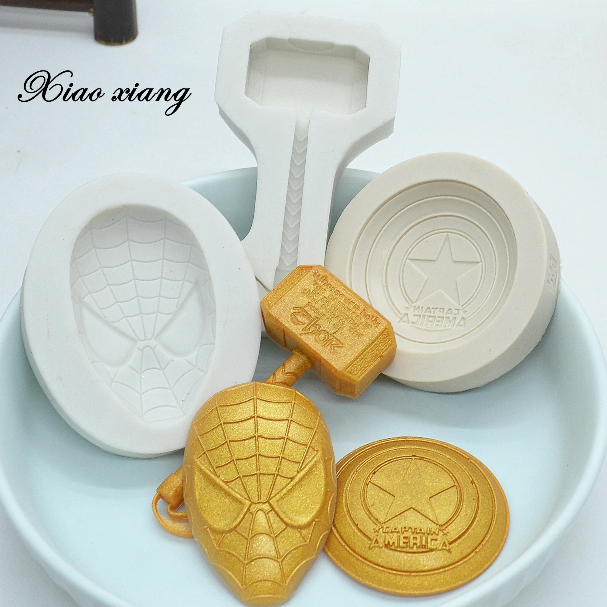 Escudo Hammer Mask Silicone Mold, Fondant Cake Decoração Ferramentas, Pastelaria Cozinha Baking Acessórios, Bakeware, M2082, 3 Pcs