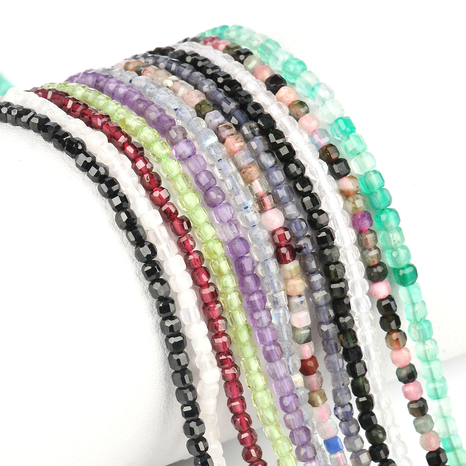 Natural Garnets Peridot Amethyst Agate Faceted Irregular Cube Small Stone Beads for Jewelry Making DIY Necklace Bracelet Earring