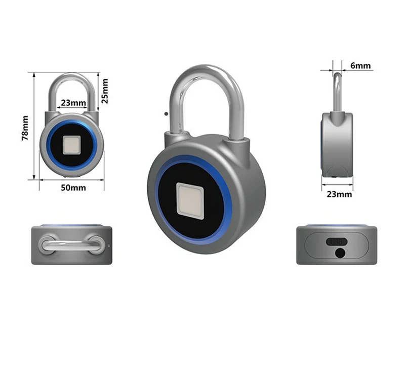 Smart Fingerprint Bluetooth Padlock Multi-function Waterproof Doorlock Mobile App Control GPS Track Keyless Padlock Cabinet Lock