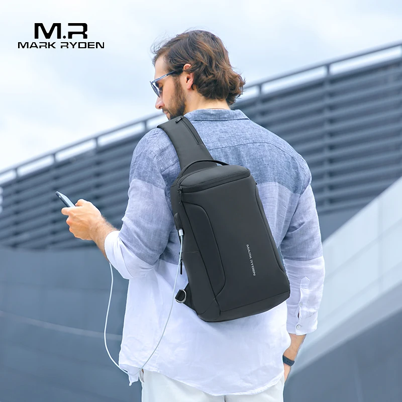 MARK RYDEN Men Crossbody Bag Fits 12inch iPad Shoulder Messenger Bags Male Waterproof USB Recharging Sling bag