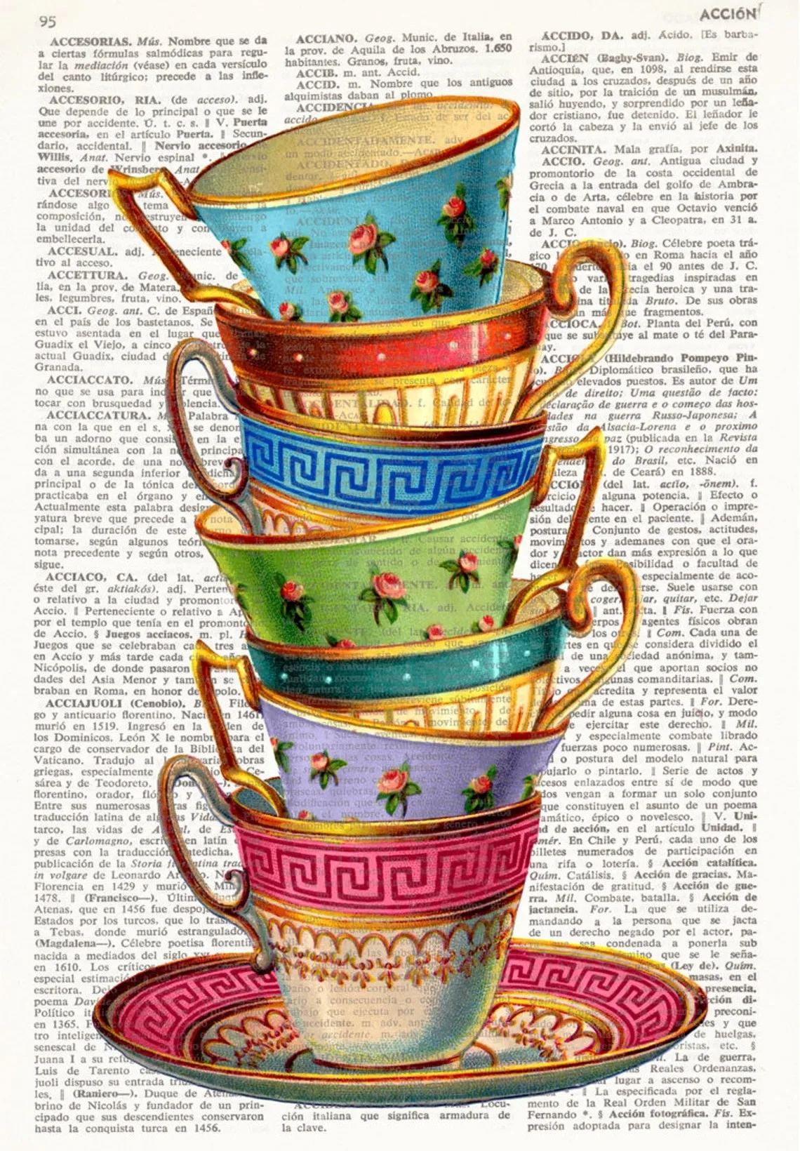 

JMINE Div 5D Tea Cup newspaper Full Diamond Painting cross stitch kits art High Quality Scenic 3D paint by diamonds