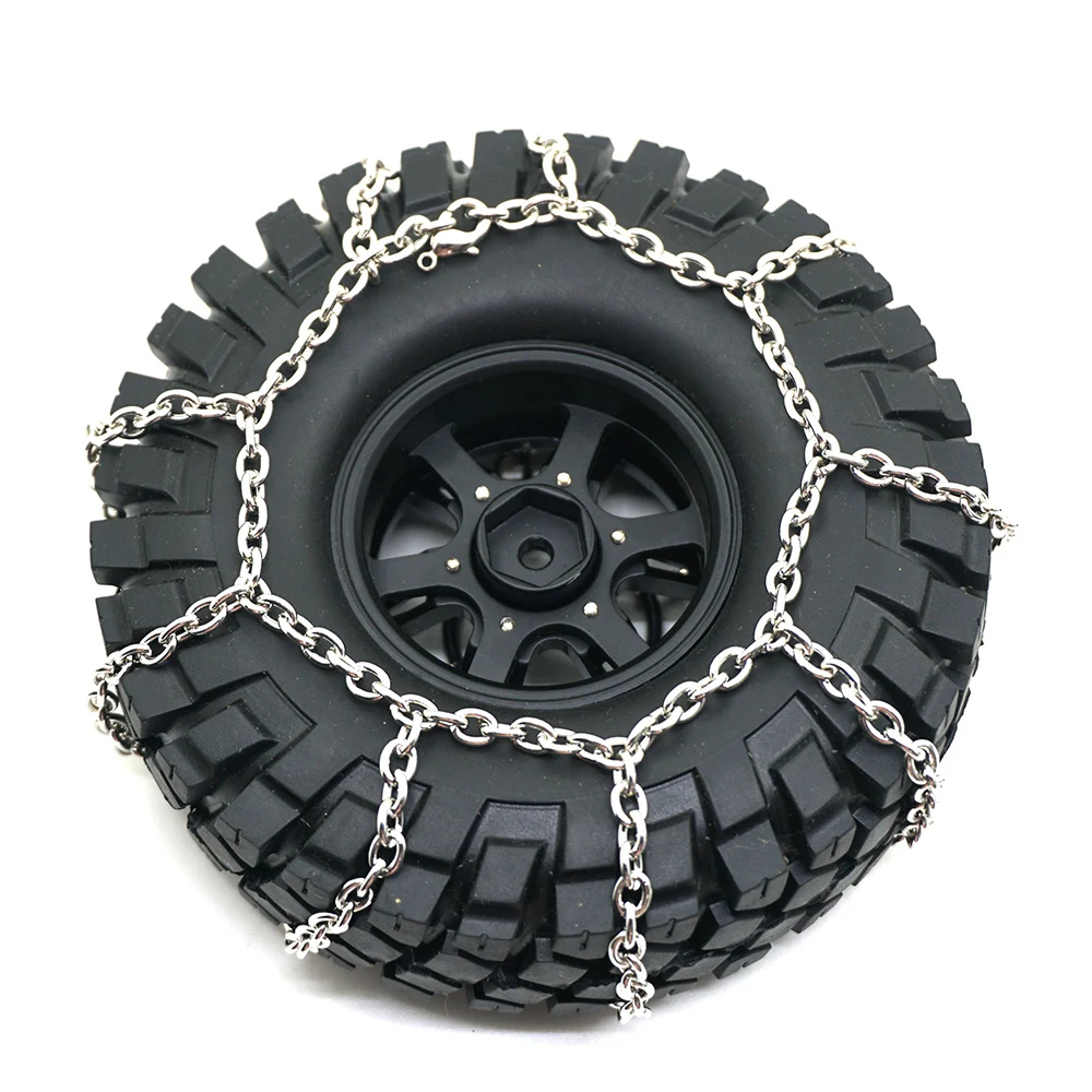 YEAHRUN Metal Anti-Skid Snow Chain for 114mm 1.9inch Wheel Tires for TRX-4 TRX4 Axial SCX10 1/10 RC Crawler Car Truck Model Part