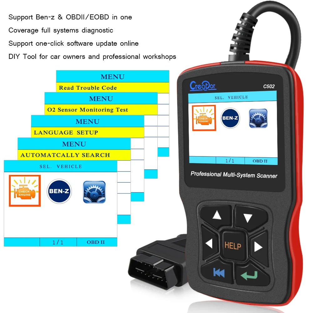 Creator C502 OBD 2 Diagnostic Tool Full Systems Auto Diagnostic Scanner Professional For Mercedes Benz W212 OBD2 Scanner