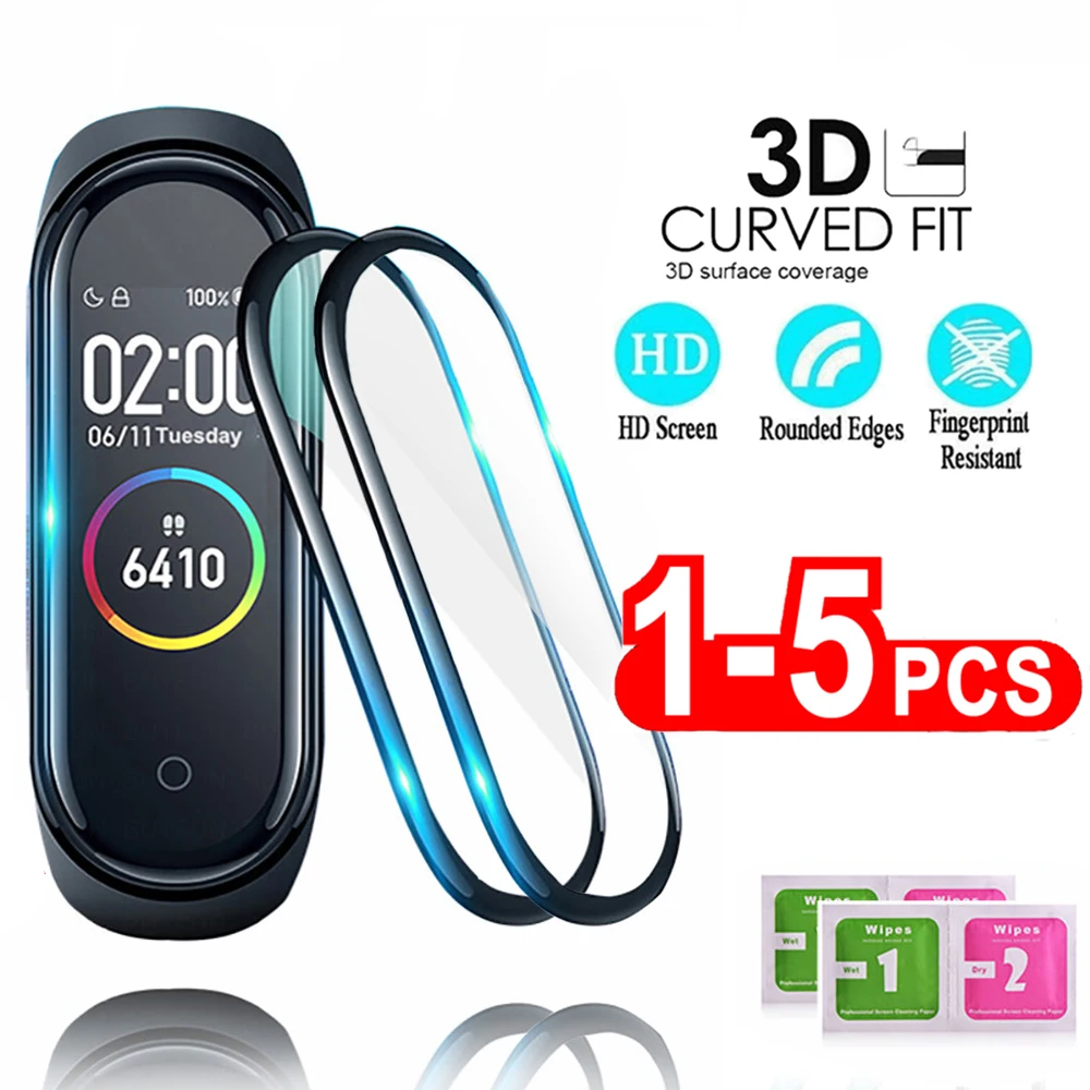 Cristal Protector 3D para Xiaomi mi band 4 y 5, película protectora de pantalla suave para reloj inteligente Mi band 6 y 5