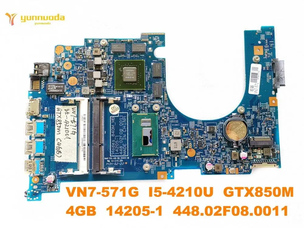 

14205-1 for ACER VN7-571G VN7-571 laptop motherboard With I5-4210U CPU GTX850M 4GB GPU 448.02F08.0011 tested good