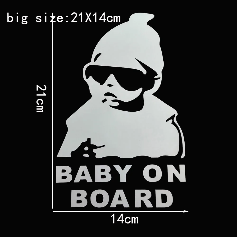 Big 21x14CM Baby on Board Reflective Vinyl Decal Cool Car Warning Sticker for Rear Windshield Window - Russian & English view 3