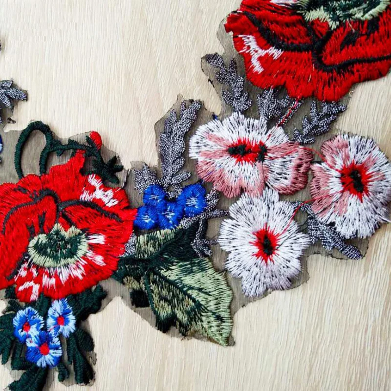 Embroidery Lace Trim Flowers Corsage Dress Guipure Collar Applique Neckline Sewing Trimmings For Crafts DIY Supplies