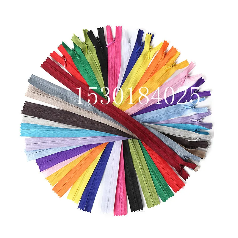 60pcs Colorful Nylon 3# Closed End Invisible Zippers 12/16/20 Inch ( 30/40/50cm ) Tailor Sewing Accessories Crafts 20 Color