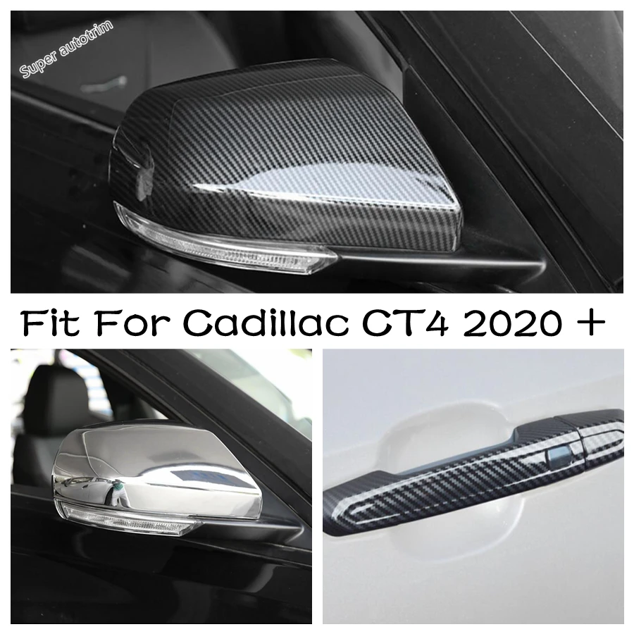 

Side Car Door Rearview Turning Mirror / Handle Catch Overlay Cover Trim Protect Accessories ABS Fit For Cadillac CT4 2020 - 2022