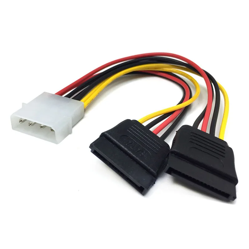 Câble d'extension d'alimentation pour disque dur, 4 broches, IDE Molex vers double SATA, 15 broches, séparateur ATA SATA Y, connecteur de câble adaptateur pour double disque dur