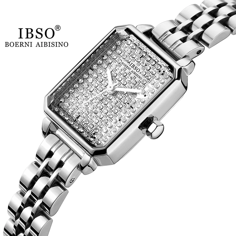 IBSO Silver Luxury Women Watches Stainless Steel Women Quartz Wristwatches Elegant Raindrop Design Ladies Daily Watches 2021