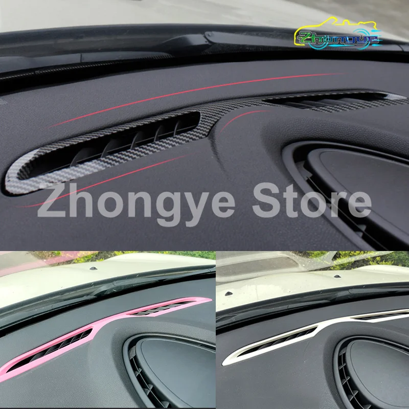 Car Front Desk Dashboard Air Outlet Decorative Strip For MINI ONE Cooper S F55 F56 F57 Carbon Fber Style Interior Accessories