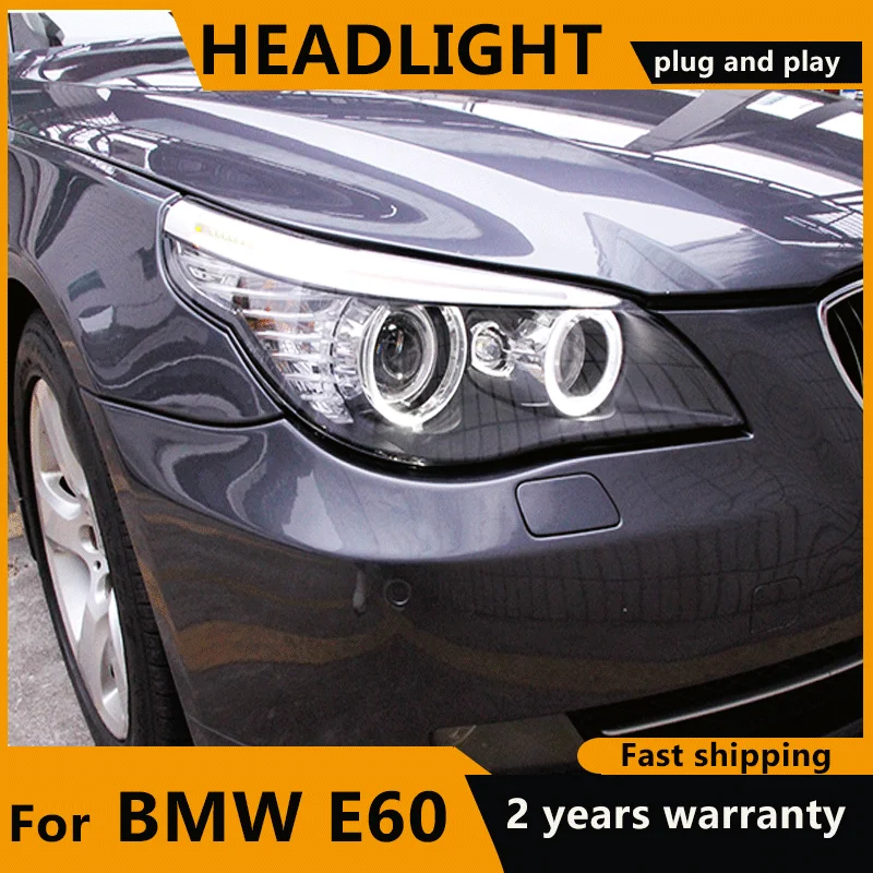 

Передняя фара для BMW E60 фары 2003-2010 520i 523i 530i 535i ангельские глазки светодиодный ные фары DRL Hid биксенон для E60 автомобильные аксессуары