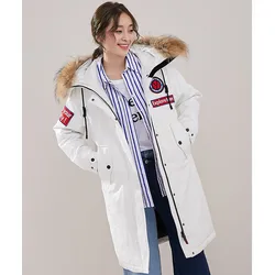 Chaqueta con capucha para Mujer, abrigo coreano de plumón, Parka deportiva con cuello de piel de mapache, Parkas de Canadá, MY1641, invierno, 2020