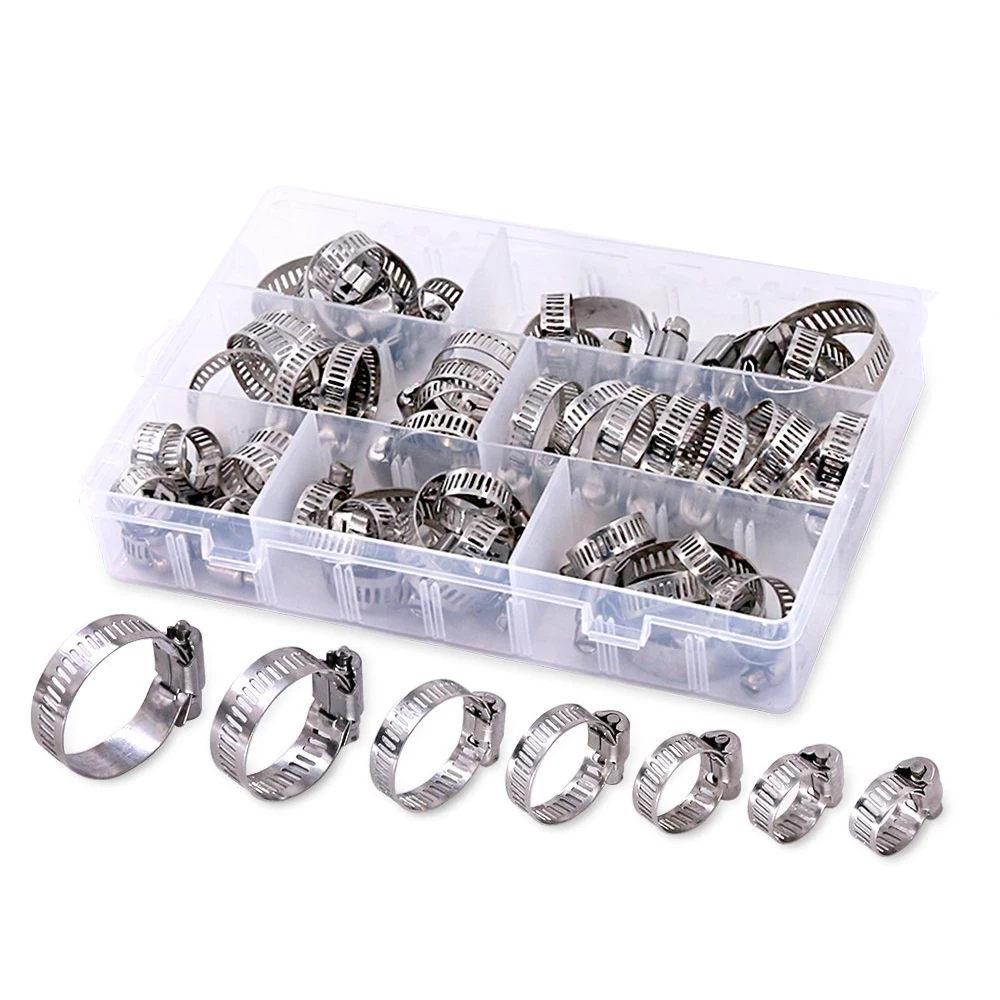 

60PCS Hose Clamp Set Piece Adjustable 8-38mm Range Stainless Steel Worm Gear Hose Clamps Assortment Kit for Pipe, Plumbing