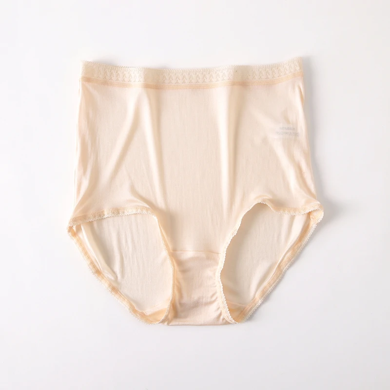 Women Panties Natural silk high waist Briefs big plus size woman panties Underwear women transparent seamless panty