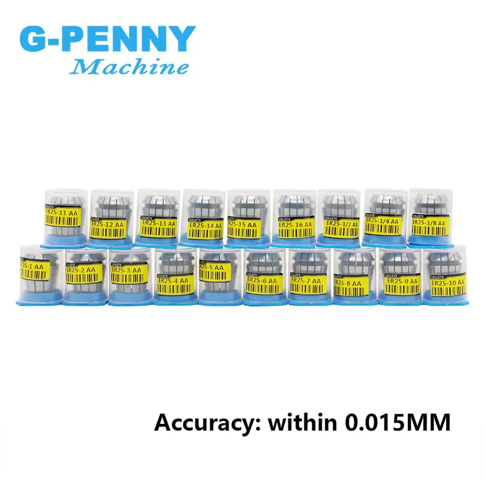G-Penny 1x ER25 Spring Collet Chuck 0.015mm 1,2,3,4,5,6,7,8,9,10,11,12,13,14,15,16,1/4,1/8,1/2 Milling Lathe Tool Spindle Motor image 3