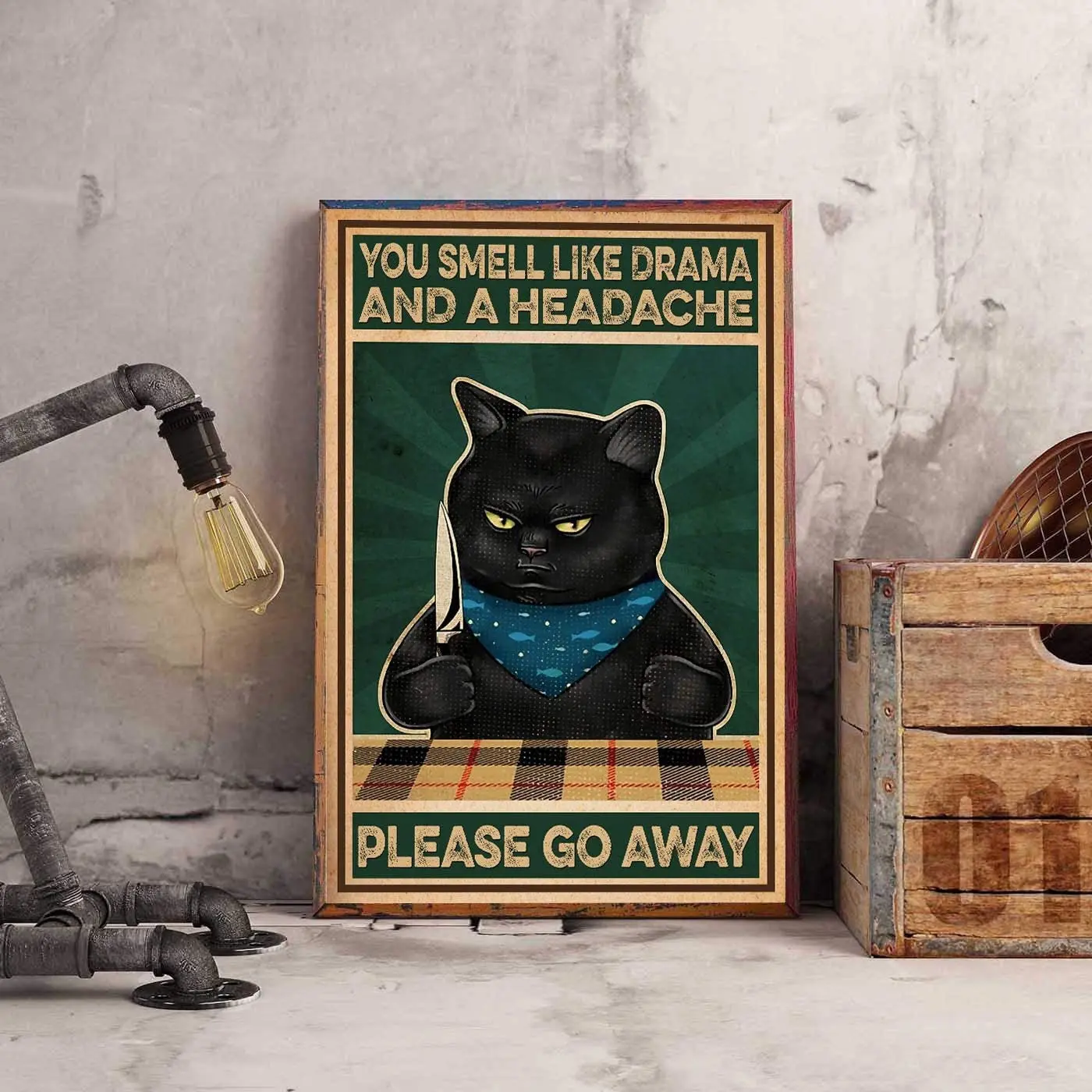 SIGNCHAT Love Cat Black Cat Cat Funny Cat You Smell Like Drama and A Headache Please Go Away Cat Gift 211A Yard Garden Farm