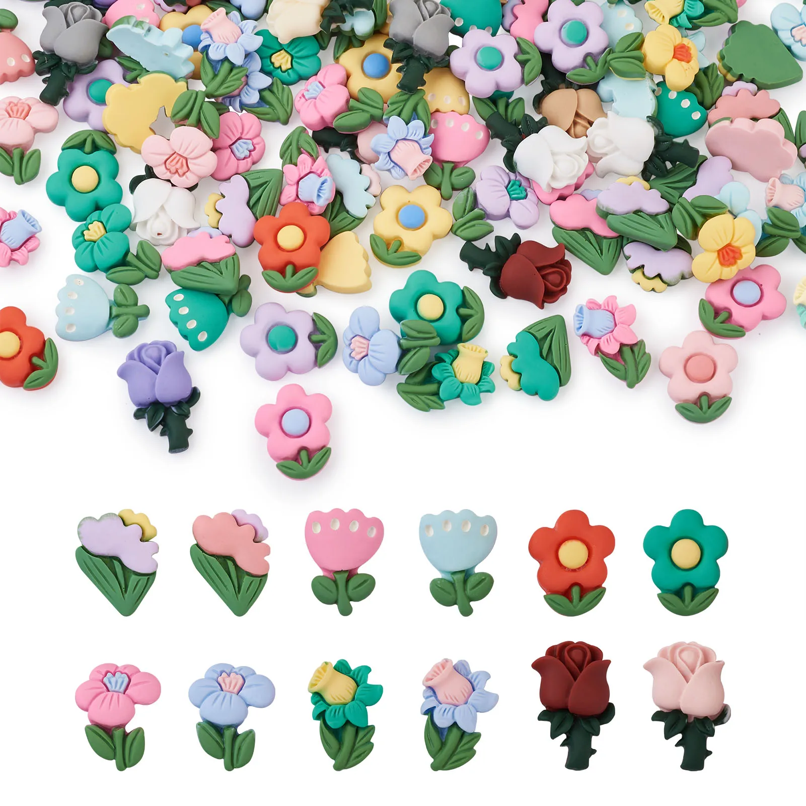 

1 Set Mixed Opaque Resin Sunflower Floral Flatback Cabochons Embellishments Headwear DIY Jewelry Ring Hairpin Making Accessories