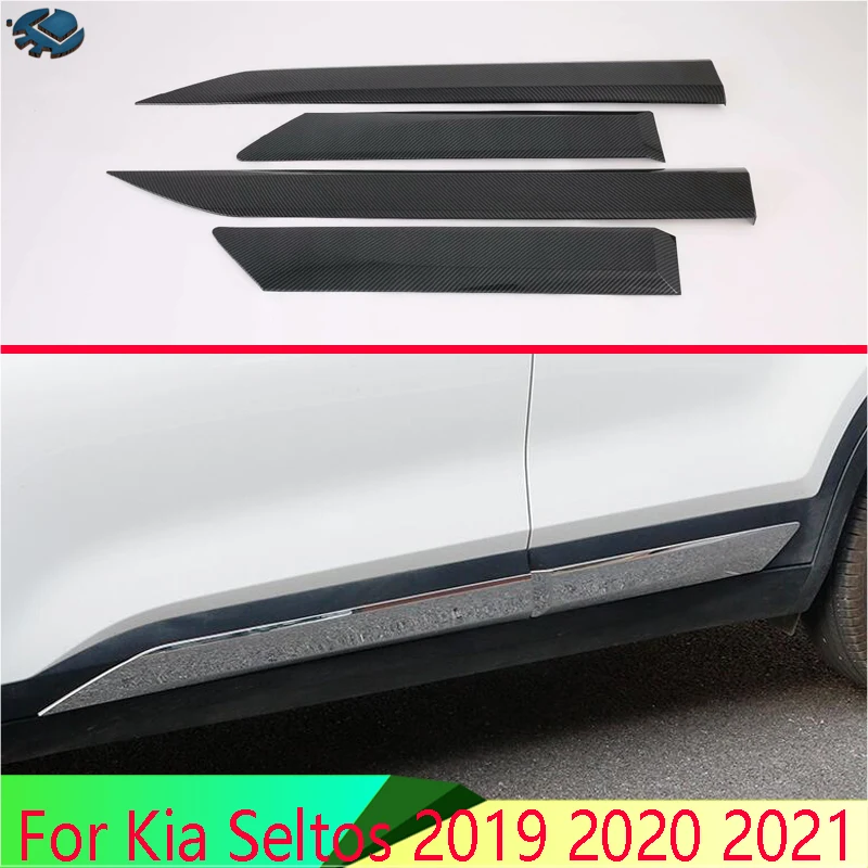 For Kia Seltos 2019 2020 2021 Car Accessories ABS Chrome Side Door Body Molding Moulding Trim