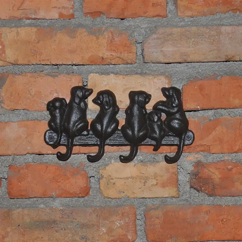 Iron Wall Hook Cast Iron Dog Hook Pastoral European Style Retro Wall Key Hanger Coat Hat Racks Kitchen Bathroom Accessories