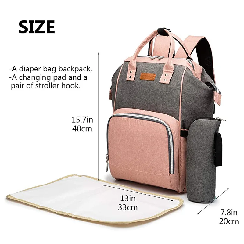 Diaper Bag Nappy Bag Baby Changing Bags for Mummy Maternity Diaper Bag with USB Charging Port Stroller Large Capacity Backpack