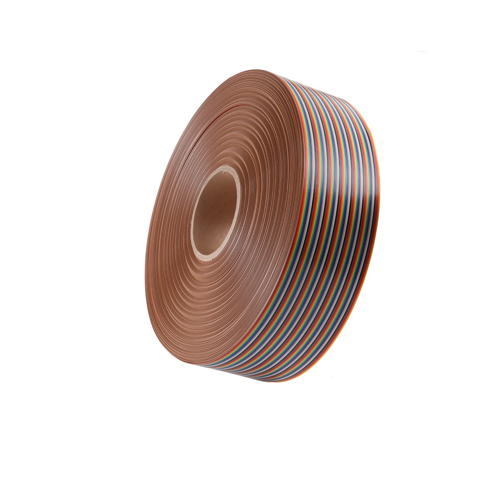 64Pin AWM 2651 7/0.127TS 28AWG PVC Rainbow Tinned copper Color Flat Cable 105 Degree 300V Flat Ribbon Wire