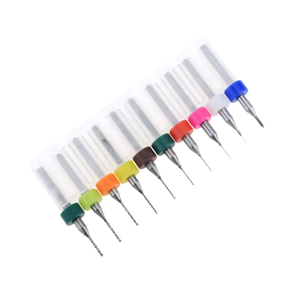 10pcs/Set 0.6-1.5/1.5-2.4/2.1-3.0/1.1-2mm Hard Alloy PCB Print Circuit Board Carbide Micro Drill Bits Tool   for SMT CNC