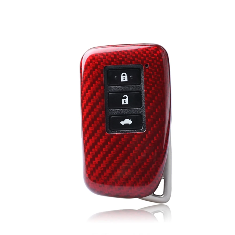 

Auto Key Fob Case Cover For Lexus IS ES GS RC NX RX LX 200 250 350 Triple Bond Red/Black Real Carbon Fiber Car 3-Keys Shell Cap