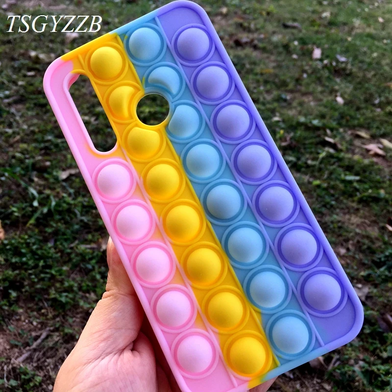 

For Huawei Honor 10i Case Cute Rainbow Push Bubble Silicone Case For Huawei Honor 20 Lite 20i 10 Lite Reliver Stress Phone Cover